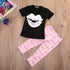 Lips T-Shirt Eyelash Pants Outfit